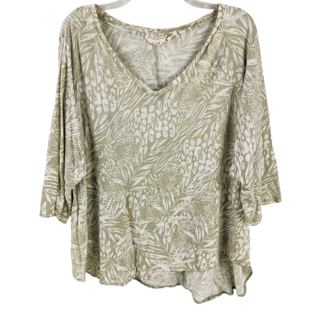 Christian Siriano New York Linen Asymmetrical Top Womens Size 2X Lagenlook Boho